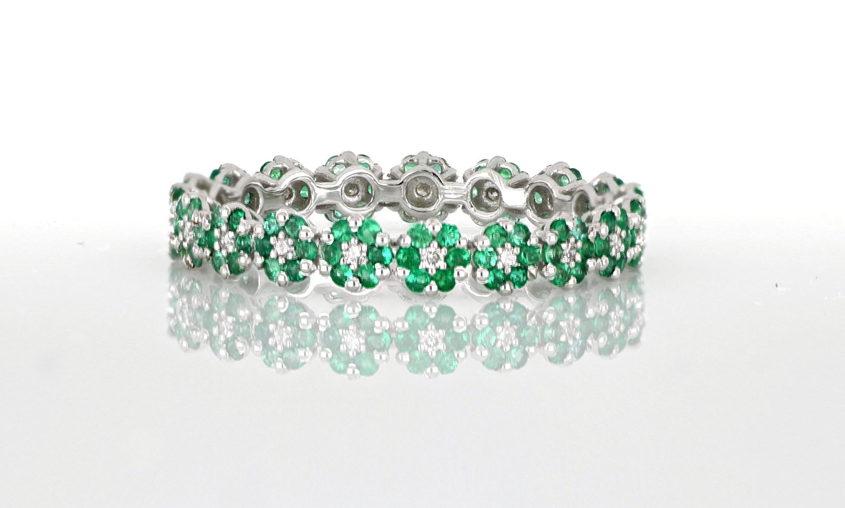 GFAC 24 Anello fiore con Smeraldi e Diamanti