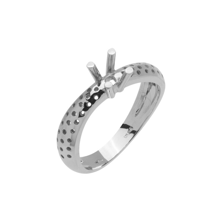 ASP 08 Anello onda 4 griffe gambo forato.