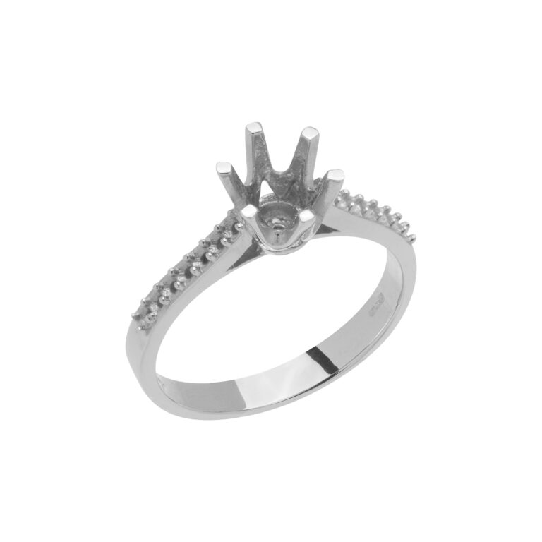 ASP 20 Anello 6 griffe corona gambo sgriffato.